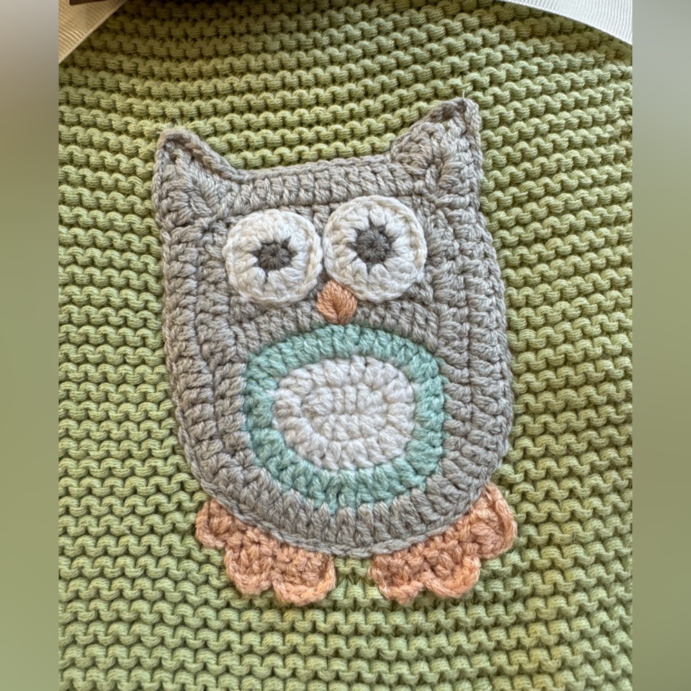 New baby blanket in 100% cotton with owl design. - Picture 3 of 5
